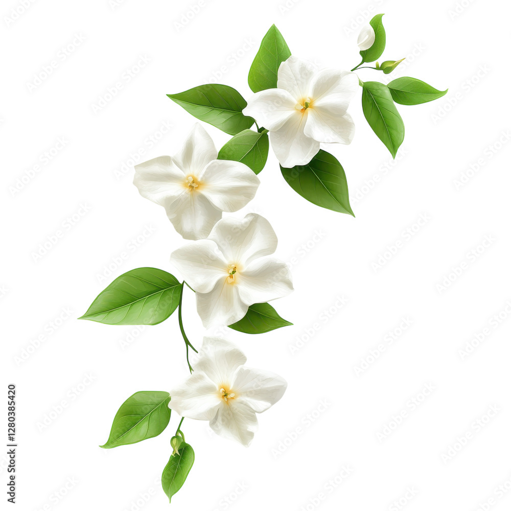 Fototapeta premium Jasmine Flower White Background on transparent background.
