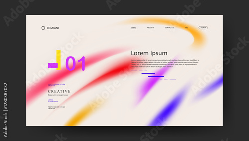 landing page with abstract wave futuristic retro fluid gradient design