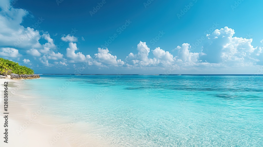 Tropical beach with clear blue water and white sand, embodying serene simplicity.
Tropical beach with clear blue water and white sand, embodying serene simplicity.