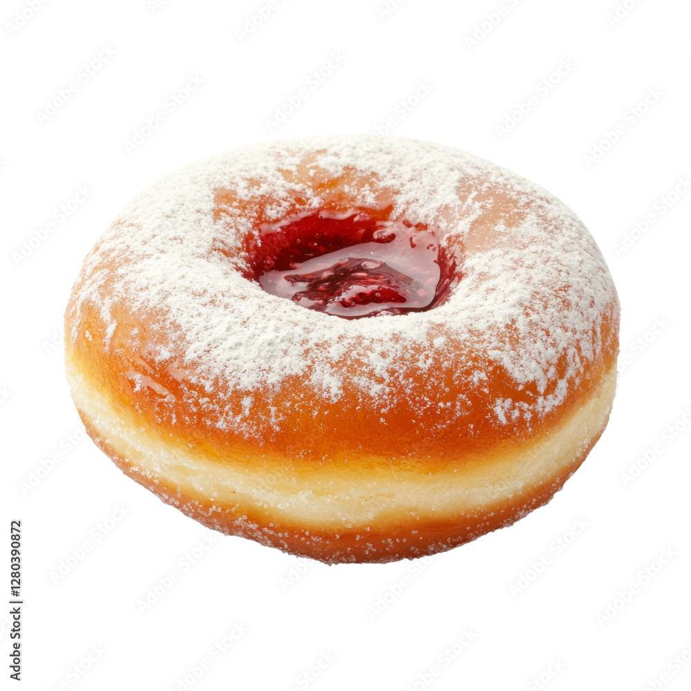 Delicious jelly filled donut with powdered sugar coating, perfect for dessert lovers. sweet filling and soft texture create delightful treat for any occasion Delicious jelly filled donut with powdered sugar coating, perfect for dessert lovers. sweet filling and soft texture create delightful treat for any occasion