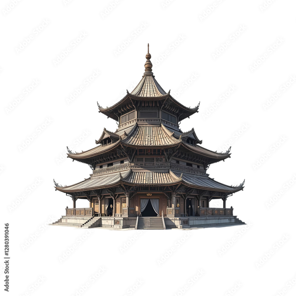 Stunning Chinese Pagoda: Architecture & History isolated on transparent background Stunning Chinese Pagoda: Architecture & History isolated on transparent background