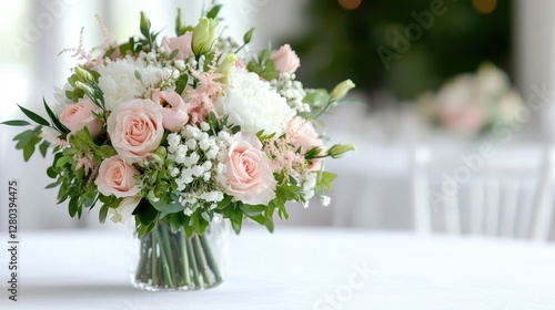 Elegant Bouquet of Pink and White Flowers on a Table