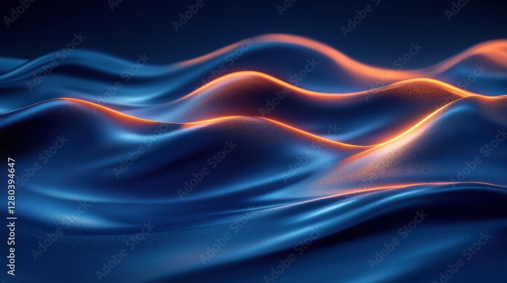 Abstract flowing waves, dark background, glowing highlights Abstract flowing waves, dark background, glowing highlights