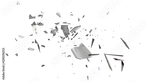 Shattered Glass Pieces on Transparent Background