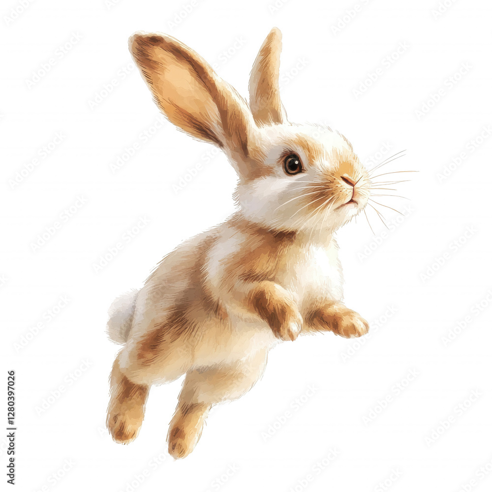 Fototapeta premium Cute Easter Bunny Hopping Clipart- Religious Easter Cliparts 