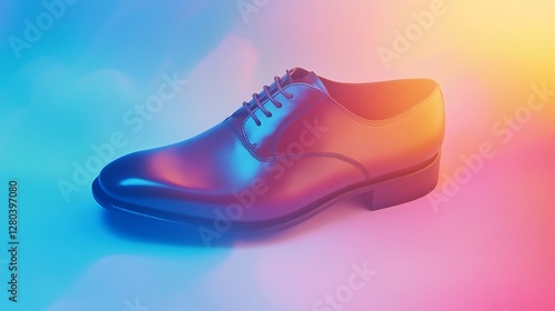 Classic oxford shoes in polished leather resting on a soft gradient photo