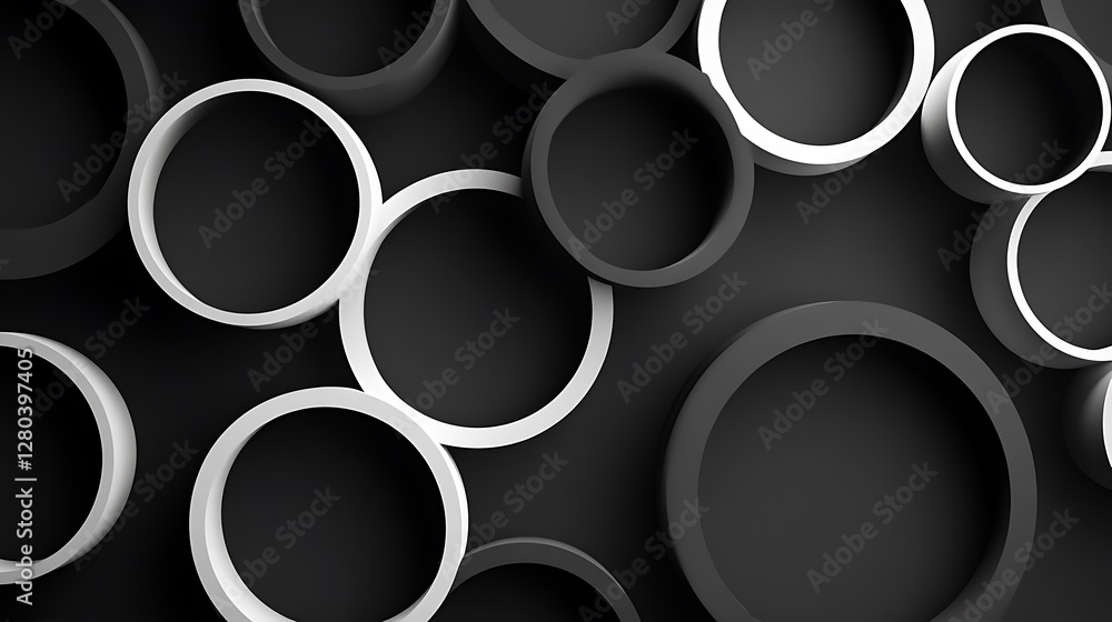 Clean circles in black and white creating a simple contrast Clean circles in black and white creating a simple contrast