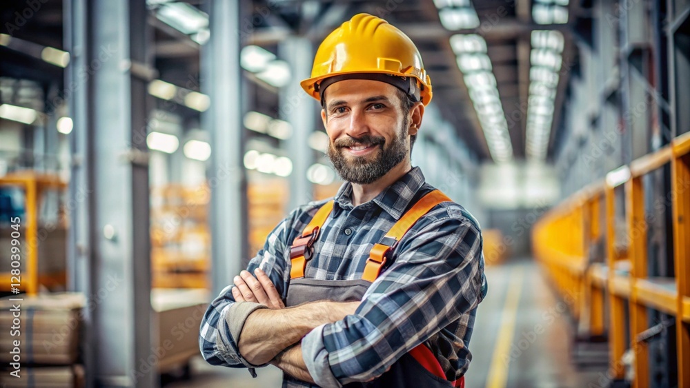 Portrait of Successful Builder / Worker / Contractor Wearing Hard Hat and Safety Vest Standing on a Commercial Building Construction Site, Crosses Arms Confidently Portrait of Successful Builder / Worker / Contractor Wearing Hard Hat and Safety Vest Standing on a Commercial Building Construction Site, Crosses Arms Confidently