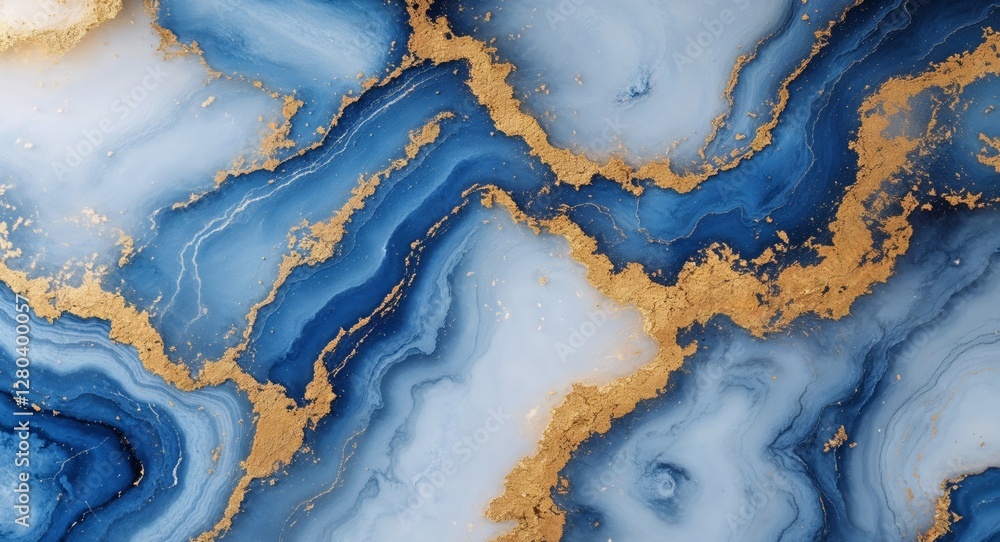 Blue and gold marble texture with intricate veining suitable for backgrounds and design projects Blue and gold marble texture with intricate veining suitable for backgrounds and design projects