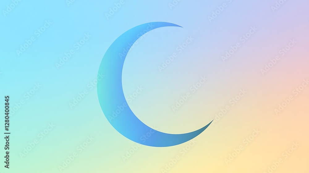 Crescent Moon on a Pastel Gradient Background Crescent Moon on a Pastel Gradient Background