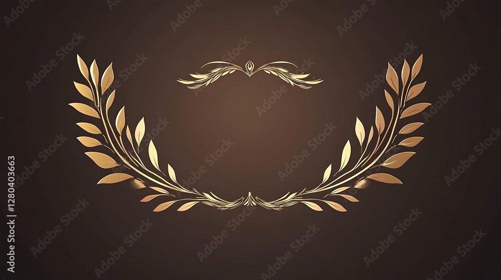 Golden Floral Wreath Elegant Design Frame Golden Floral Wreath Elegant Design Frame