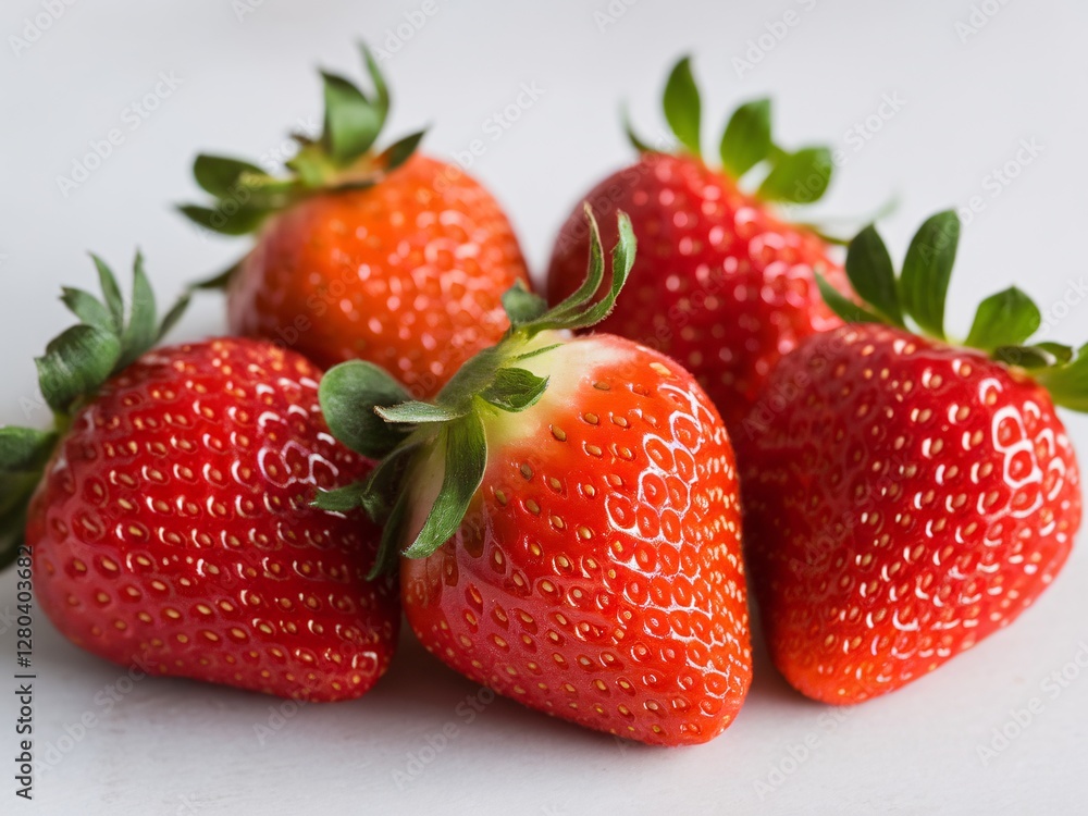 Fresh, ripe strawberries arranged beautifully on a light background. Fresh, ripe strawberries arranged beautifully on a light background.