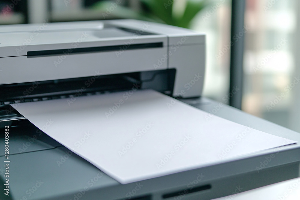 white paper sheet in modern printer white paper sheet in modern printer