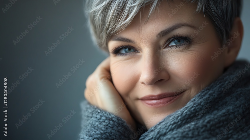 Portrait of a middle-aged woman with a relaxed, joyful look Portrait of a middle-aged woman with a relaxed, joyful look