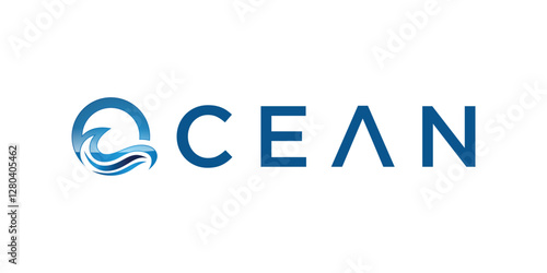 Ocean and letter O logo. Wave logo vector. 