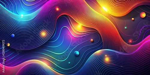 Abstract Animated Topographic Contour Lines, Dynamic Outline Art, Gradient Background