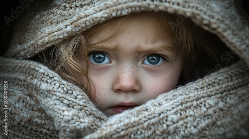AI Generate A Child Hiding Under A Blanket Representing Trauma