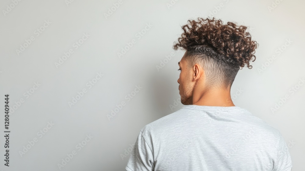 Obraz premium Man with Curly Hair and Undercut Hairstyle