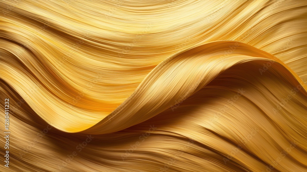 Wavy abstract background featuring flowing golden hair strands and a smooth texture pattern Wavy abstract background featuring flowing golden hair strands and a smooth texture pattern