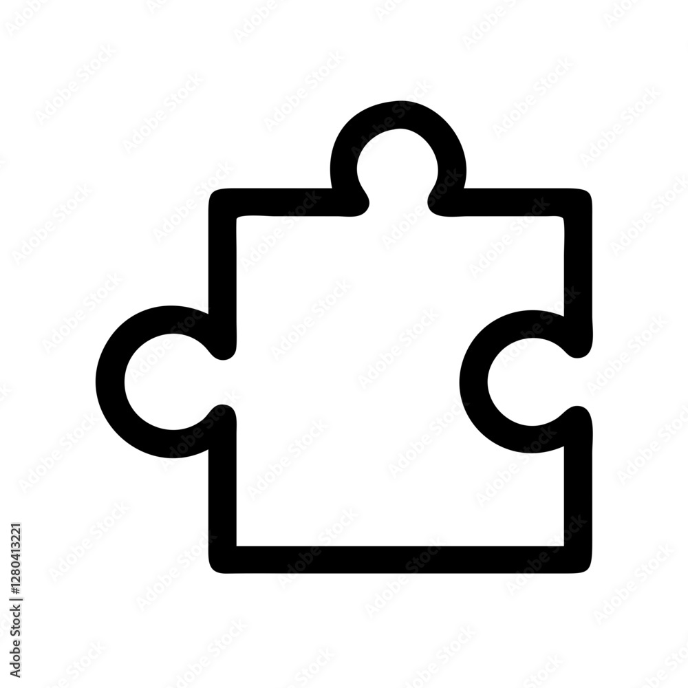 Puzzle piece icon in simple outline style on clear background Puzzle piece icon in simple outline style on clear background