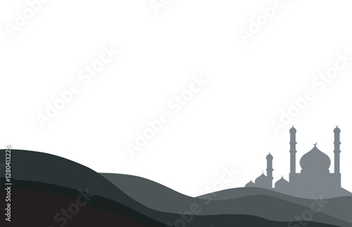 mosque silhouette for eid mubarak greeting card