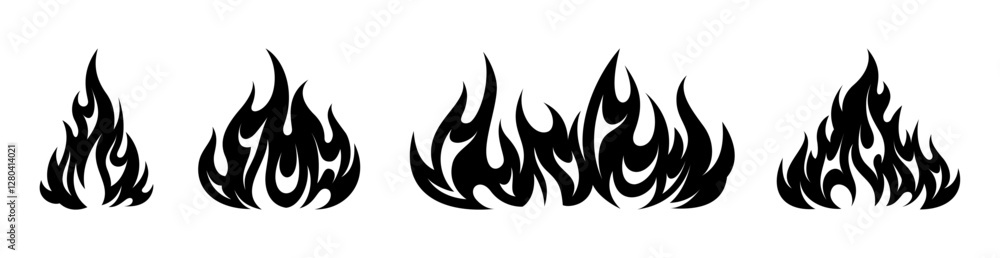 Flame fire silhouette illustration set clipart Flame fire silhouette illustration set clipart