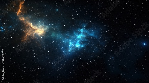 Colorful nebula with a vibrant star cluster in deep space showcasing cosmic beauty and stellar formations