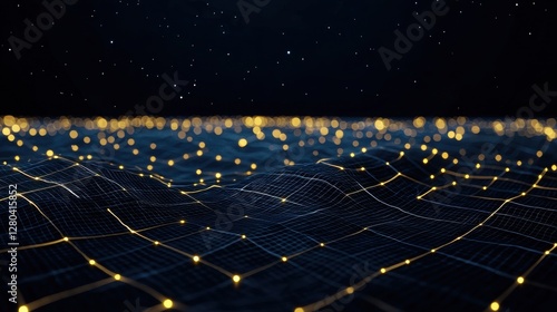 Dark background with glowing lights creating a mysterious and engaging atmosphere for design and art projects