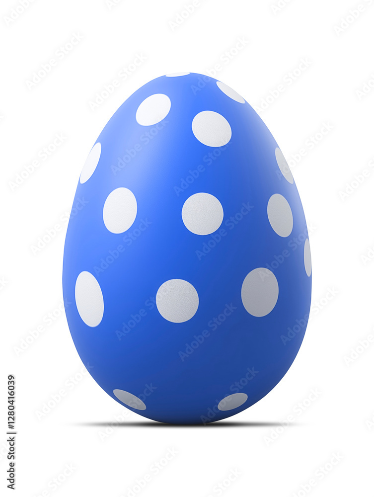 Fototapeta premium Brightly colored hand-painted blue dotted Easter egg, hand-painted Easter egg with shadow png image