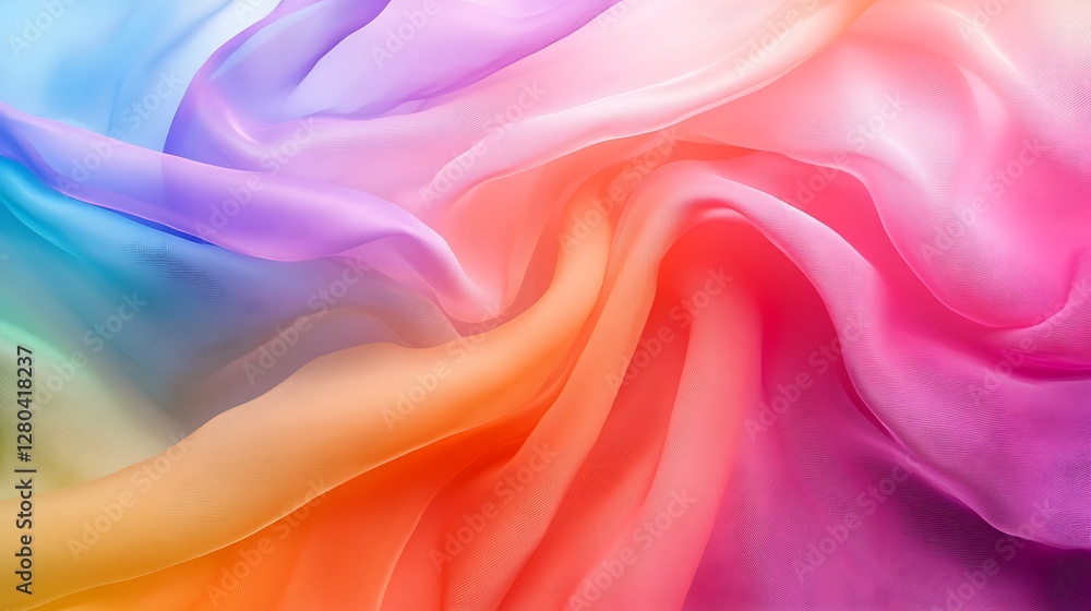Colorful silk fabric folds, vibrant rainbow hues Colorful silk fabric folds, vibrant rainbow hues