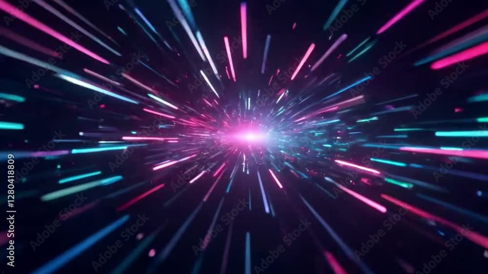 Hyperspace Neon Streaks, Dynamic Light Tunnel for Futuristic Visuals Hyperspace Neon Streaks, Dynamic Light Tunnel for Futuristic Visuals
