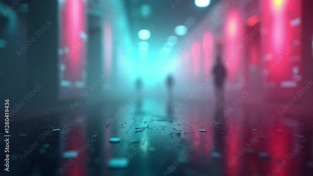 Cyberpunk hallway with neon lights and futuristic technology ambience Cyberpunk hallway with neon lights and futuristic technology ambience