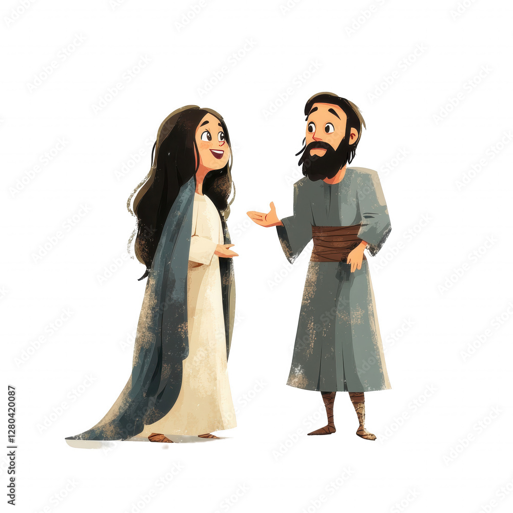 Risen Jesus Appearing to Mary Magdalene Clipart- Religious Easter Cliparts 