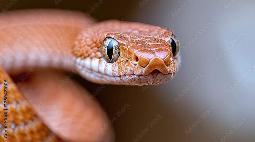 Fototapeta premium Close-up of a snake in focus, blurred background. Possible use Education/nature