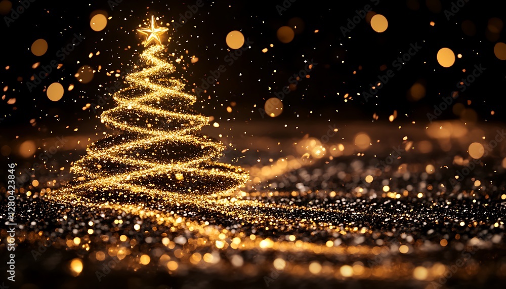 Naklejka premium Sparkling Christmas Tree Design Background