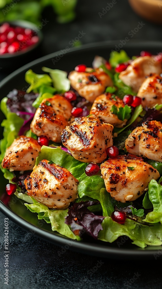 Grilled Chicken Salad with Pomegranate Seeds Grilled Chicken Salad with Pomegranate Seeds