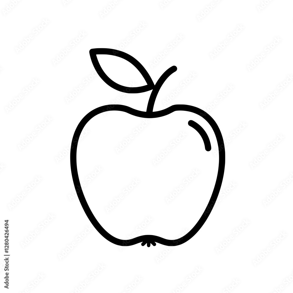 Crisp Apple Line Art: A clean, minimalist outline of a fresh, juicy apple, perfect for illustrating healthy eating, organic produce, and wellness. Crisp Apple Line Art: A clean, minimalist outline of a fresh, juicy apple, perfect for illustrating healthy eating, organic produce, and wellness.