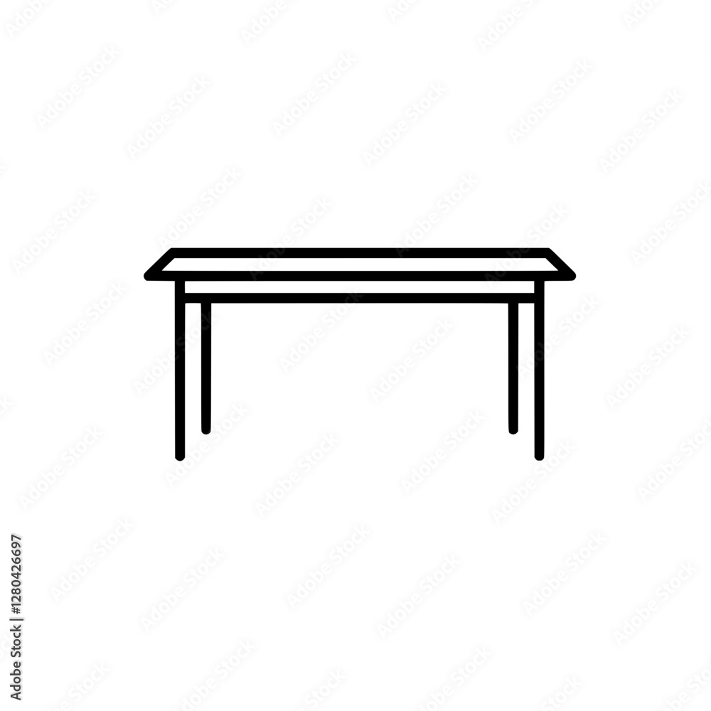 Minimalist Table Icon: A simple, clean line drawing showcases a classic table design, perfect for conveying the essence of furniture or minimalism. Minimalist Table Icon: A simple, clean line drawing showcases a classic table design, perfect for conveying the essence of furniture or minimalism.