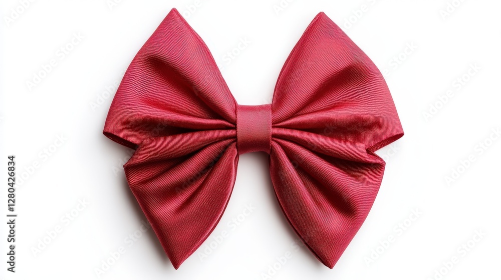 A crimson satin ribbon bow isolated on white A crimson satin ribbon bow isolated on white