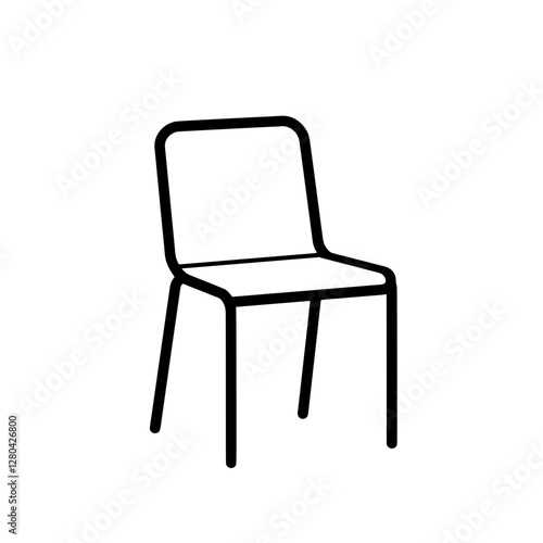 Minimalist Chair Icon: A simple, black-outlined chair stands in stark contrast, exuding an air of modern minimalism, capturing its essential form.