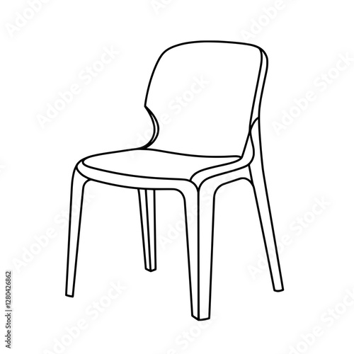 Modern Chair Sketch: A minimalist line drawing of a contemporary chair, showcasing its sleek design and functional elegance.