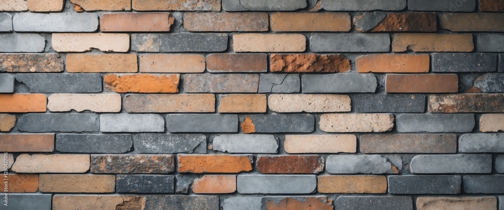 Fototapeta premium Wall made of bricks with varied color and texture.
