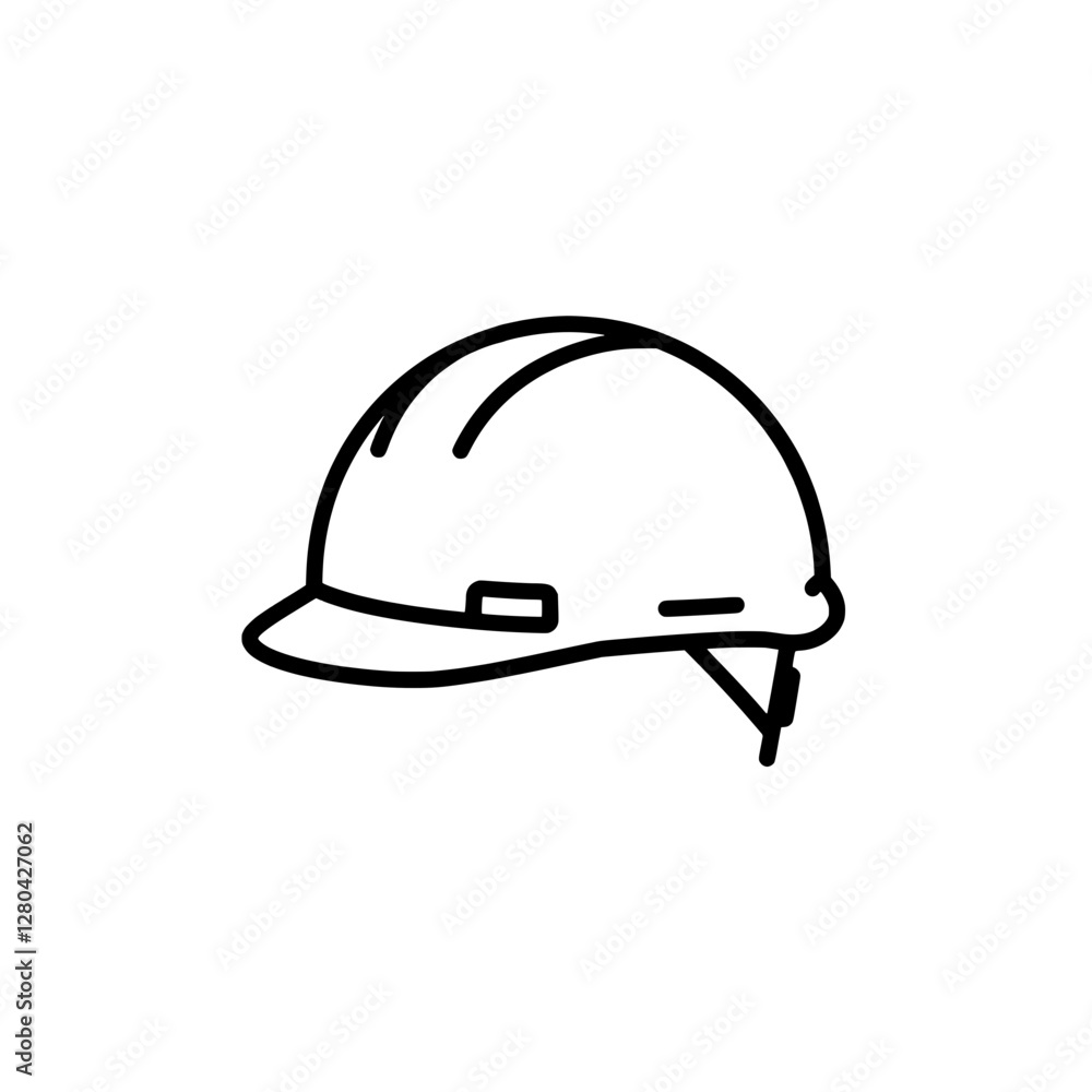 Construction Helmet Icon: A minimalist line drawing of a construction helmet, representing safety and protection on the job site. Construction Helmet Icon: A minimalist line drawing of a construction helmet, representing safety and protection on the job site.
