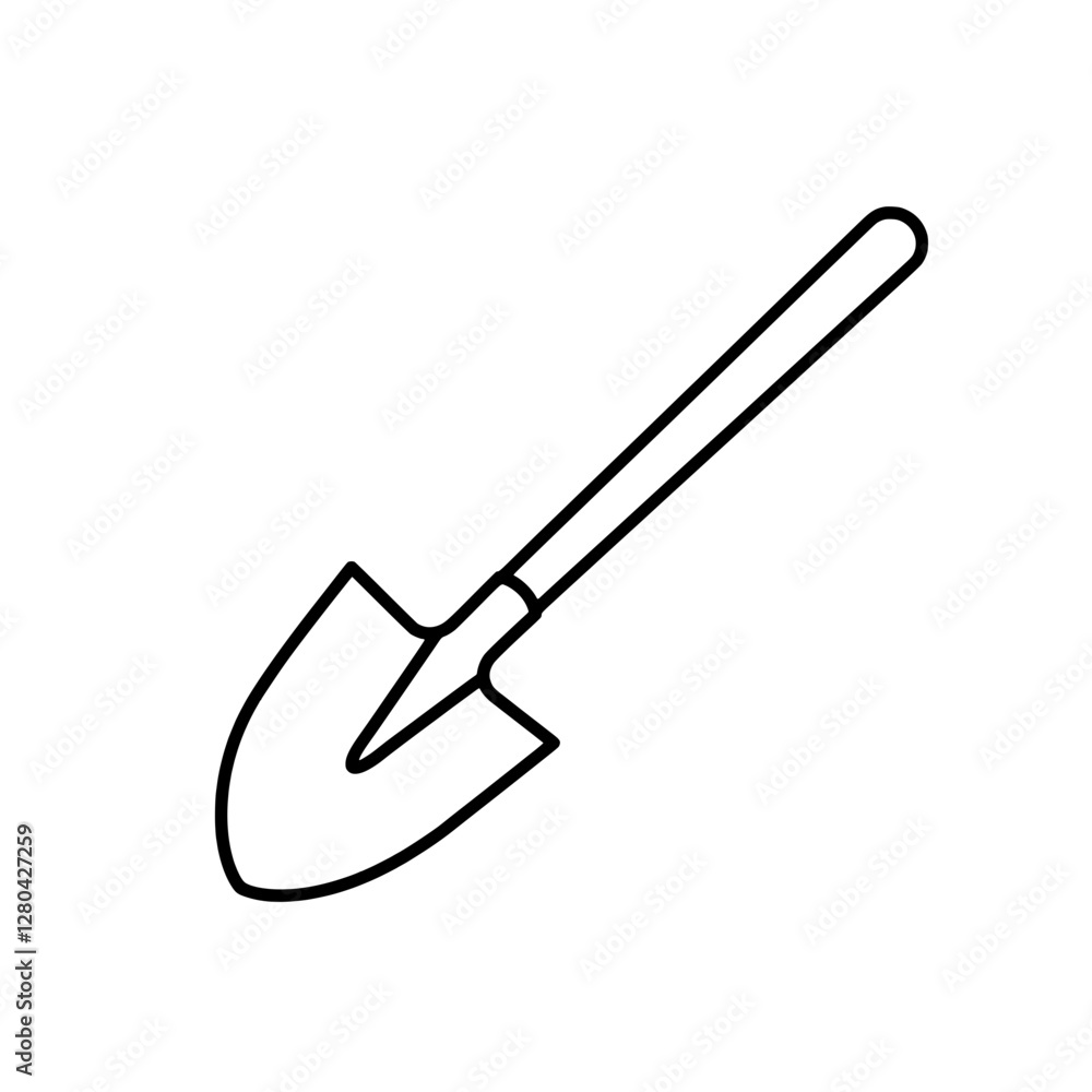 Shovel Tool Icon: Clean lines define a simple shovel icon, ready for tasks. Shovel Tool Icon: Clean lines define a simple shovel icon, ready for tasks.