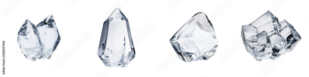 Obraz premium Closeup of various natural quartz crystal formations with diverse shapes sizes and levels of transparency
