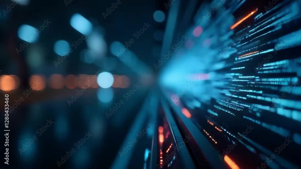 Digital Data Stream, Futuristic Technology and Information Flowing