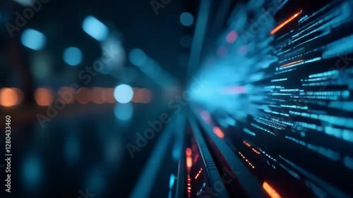 Digital Data Stream, Futuristic Technology and Information Flowing