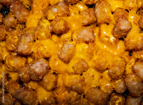 Wall Mural Close-up of cheesy potato puffs tater tots
