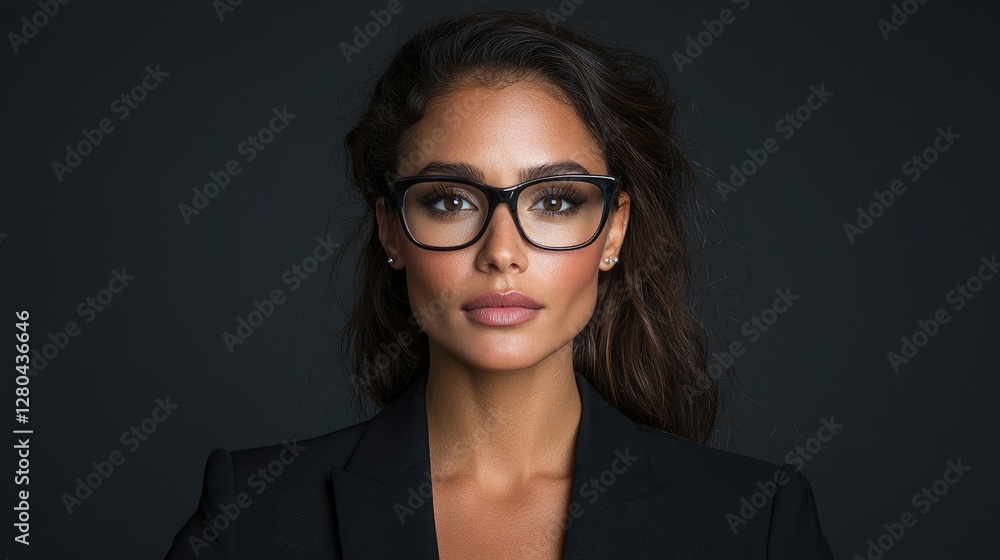 Confident woman glasses portrait, dark background, professional headshot Confident woman glasses portrait, dark background, professional headshot