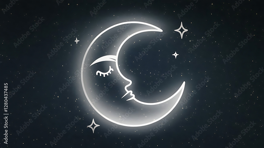 Naklejka premium crescent moon and stars